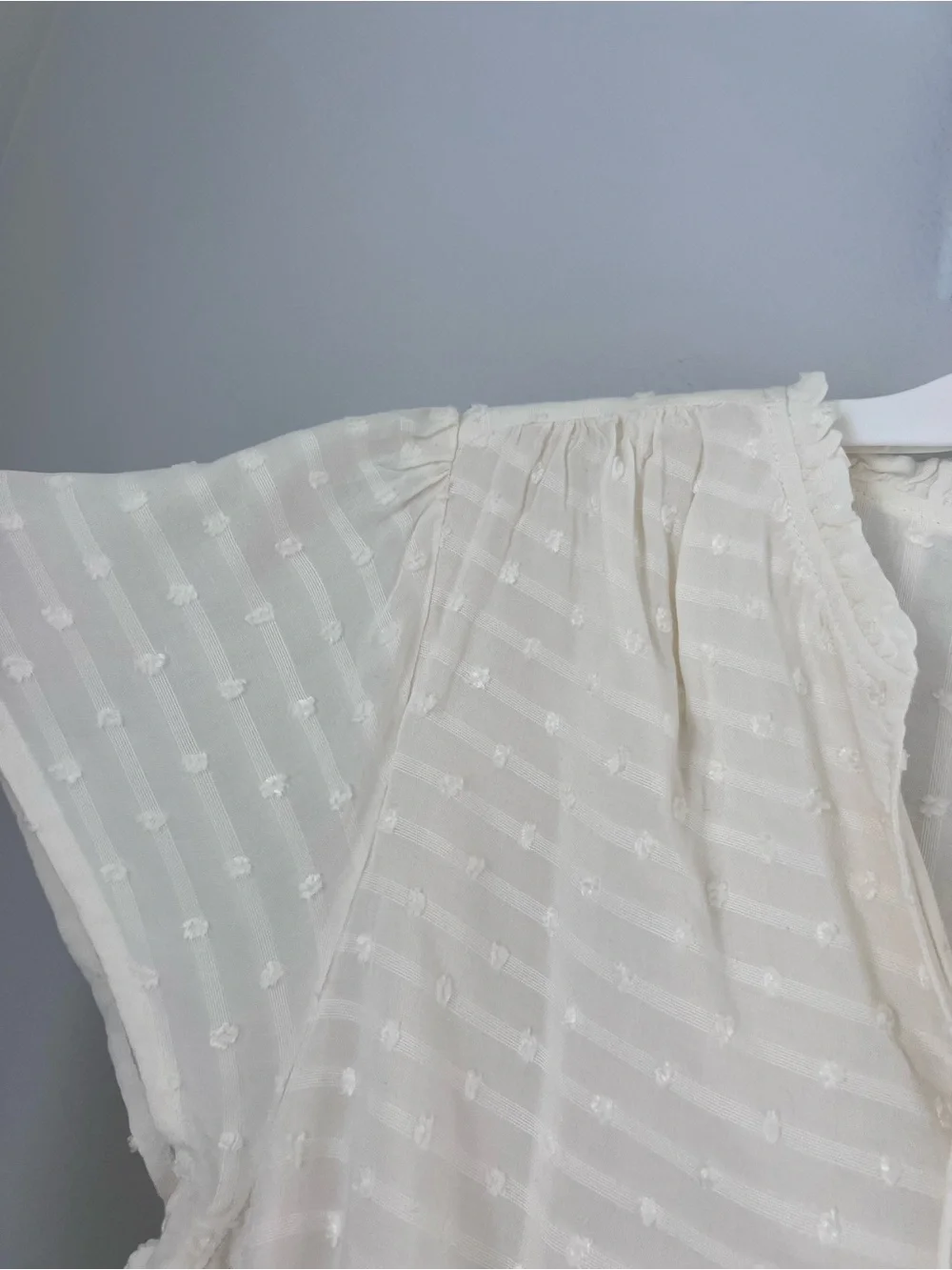 PAIGE White Swiss Dot Ruffle Blouse